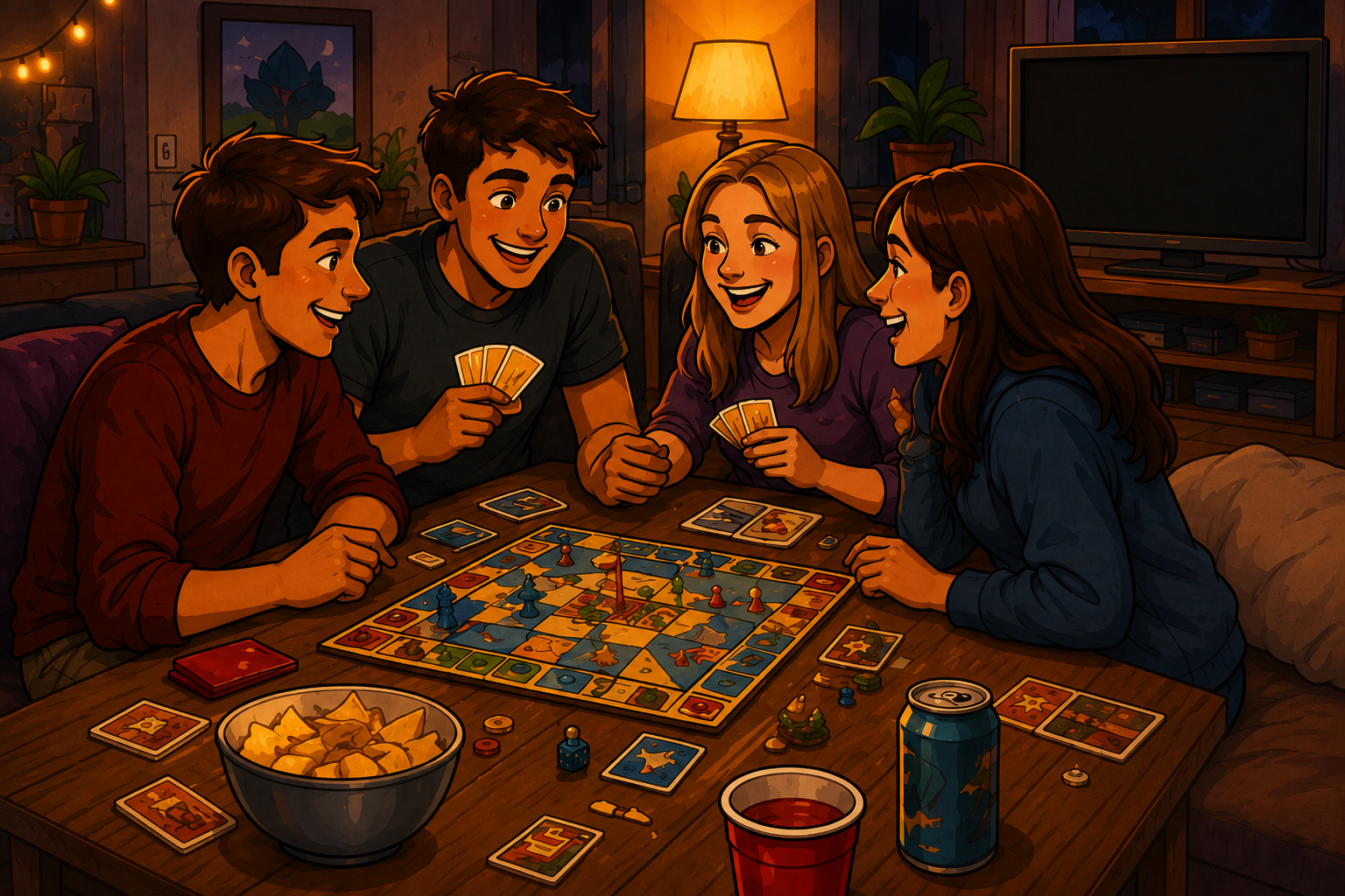 Spelletjesavond met bordspellen